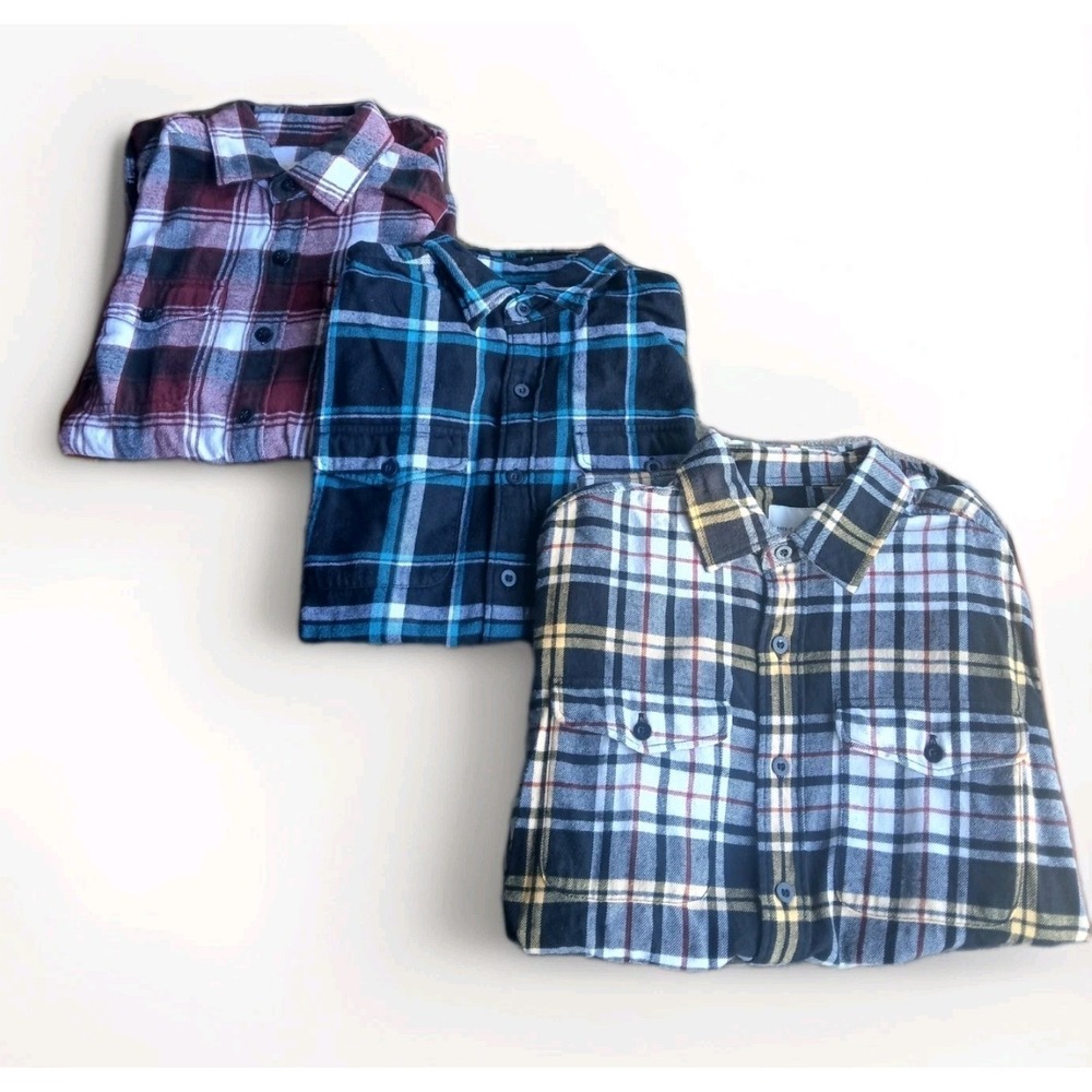 Lot of 3 American Eagle Flannel Shirts Mens Small S Classic Fit Plaid Soft Cozy‎